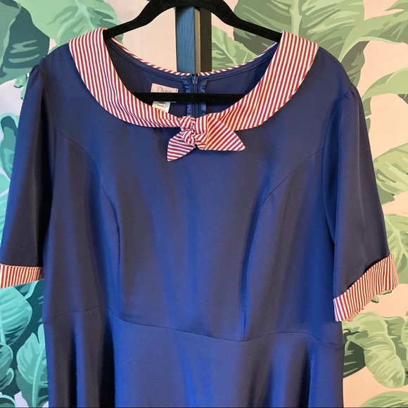 Iconic Sailor Dress 4XL Vintage Style Navy Red/Wh - Picture 2 of 10